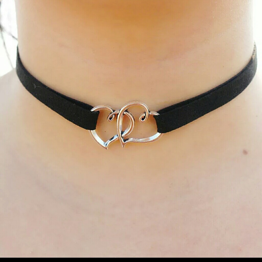 Velvet double hearts choker [106]